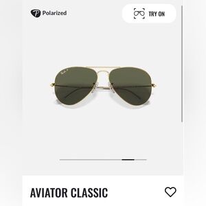 Ray Ban Polarized Gold and Grey Green Lens Aviator Classic Sunglasses